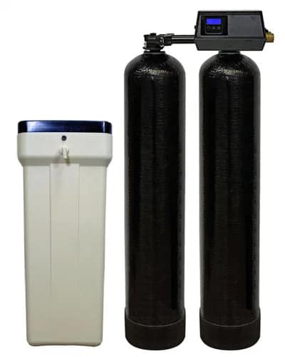 Dual-tank ion exchange iron and manganese removal system with shared valve by Cesare's Quality Water Solutions