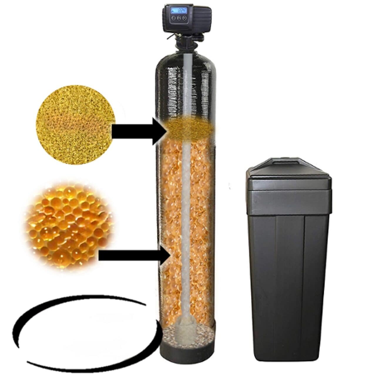 Standard water softener system with brine tank installed by Cesare's Quality Water Solutions